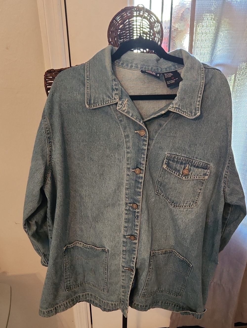 bill blass Light Blue Denim Jacket with Patch Pockets